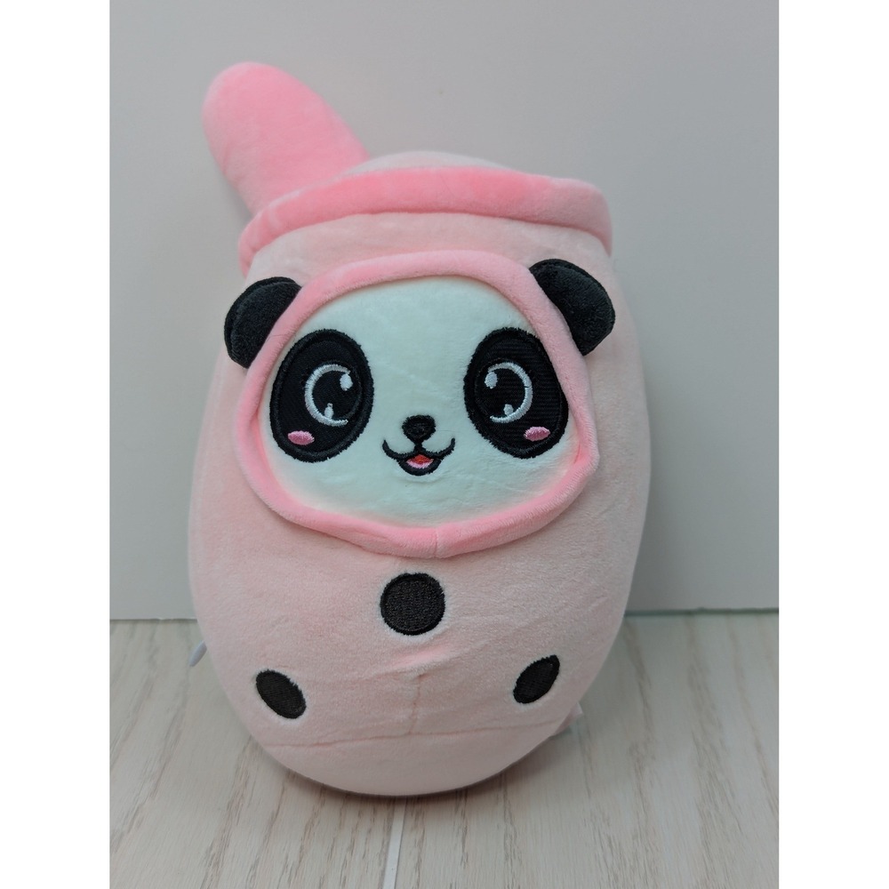 Lissidoll‎ Plush Pink Panda Boba Tea Stuffed Animal Toy Squishy w/ zipper